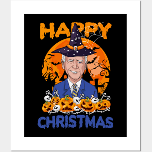 Funny Joe Biden Halloween Happy Christmas Witch Hat Anti Biden Posters and Art